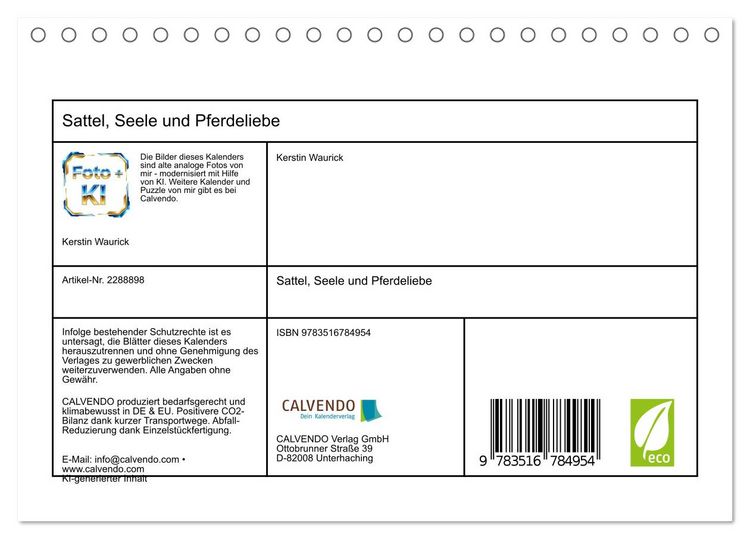 Produktbild: Sattel, Seele und Pferdeliebe (Tischkalender 2027 DIN A5 quer), CALVENDO Monatskalender