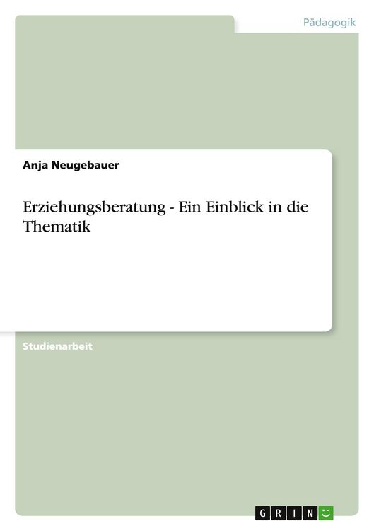 Produktbild: Erziehungsberatung - Ein Einblick in die Thematik