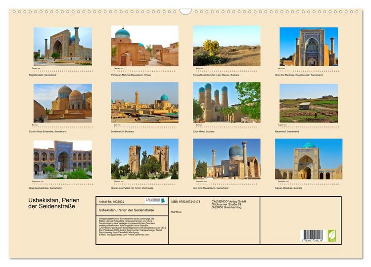 Produktbild: Usbekistan, Perlen der Seidenstra&szlig;e (Wandkalender 2026 DIN A2 quer), CALVENDO Monatskalender