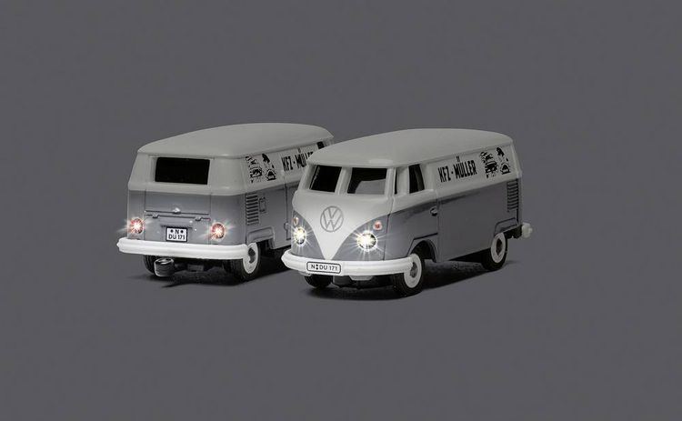 Produktbild: Carson Modellsport 500504166 VW T1 Bus Kastenwagen mit Autoanh&auml;nger 1:87 RC Modellauto Elektro Bus inkl. Akku, Ladeger&auml;t und Senderbatterien