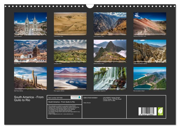 Produktbild: South America - From Quito to Rio (Wall Calendar 2026 DIN A3 landscape), CALVENDO 12 Month Wall Calendar