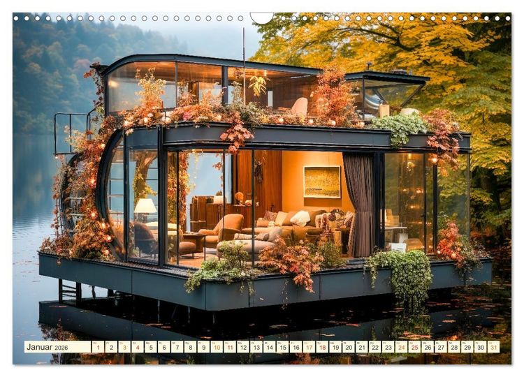 Produktbild: Hausboote Wohn Fantasien (Wandkalender 2026 DIN A3 quer), CALVENDO Monatskalender