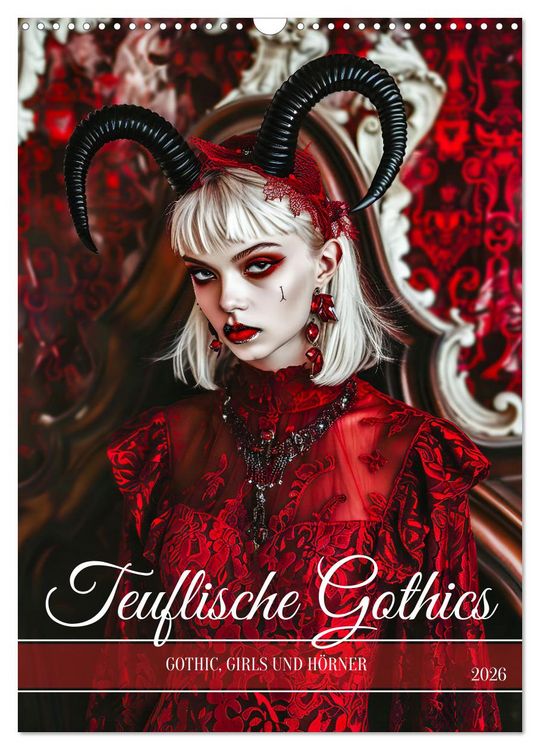 Produktbild: Teuflische Gothics - Gothic, Girls und H&ouml;rner (Wandkalender 2026 DIN A3 hoch), CALVENDO Monatskalender