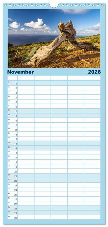 Produktbild: Familienplaner 2026 - Kanarische Inseln - El Hierro mit 5 Spalten (Wandkalender, 21 x 45 cm) CALVENDO
