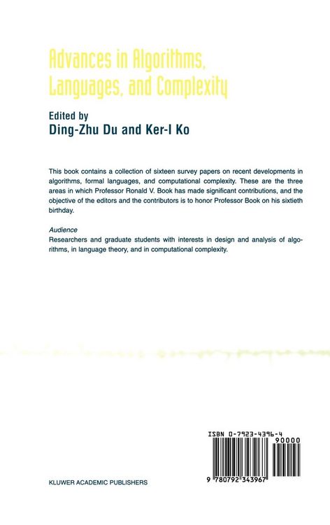 Produktbild: Advances in Algorithms, Languages, and Complexity