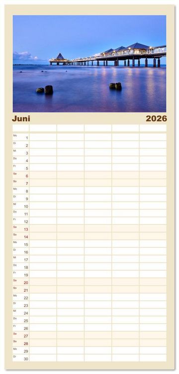 Produktbild: Familienplaner 2026 - Sch&ouml;ne Ostsee - Impressionen &uuml;bers Jahr mit 5 Spalten (Wandkalender, 21 x 45 cm) CALVENDO