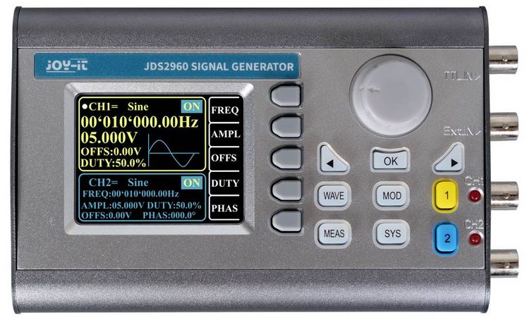 Produktbild: Joy-it JDS-2960-60MHz Funktionsgenerator netzbetrieben, Signalgenerator 0Hz - 60MHz 2-Kanal Arbitr&auml;r, Dreieck, Lorentzkurve, Puls