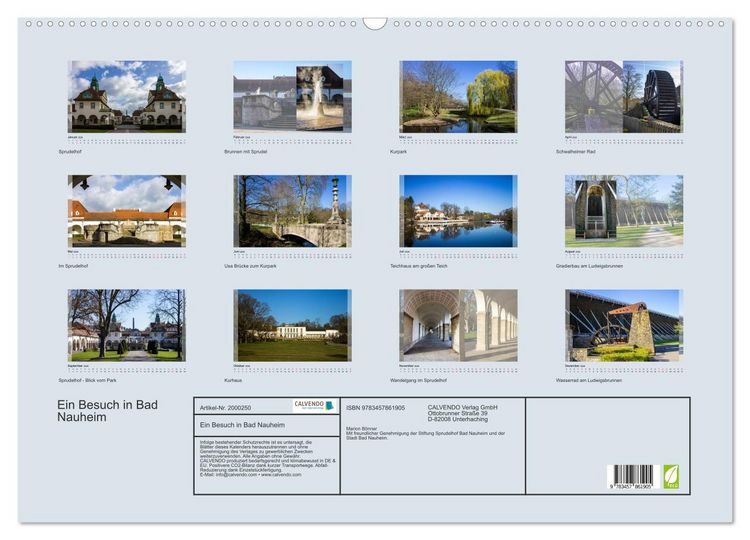 Produktbild: Ein Besuch in Bad Nauheim (Wandkalender 2026 DIN A2 quer), CALVENDO Monatskalender