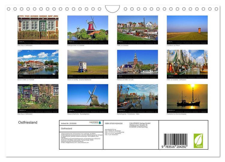 Produktbild: Ostfriesland (Wandkalender 2026 DIN A4 quer), CALVENDO Monatskalender