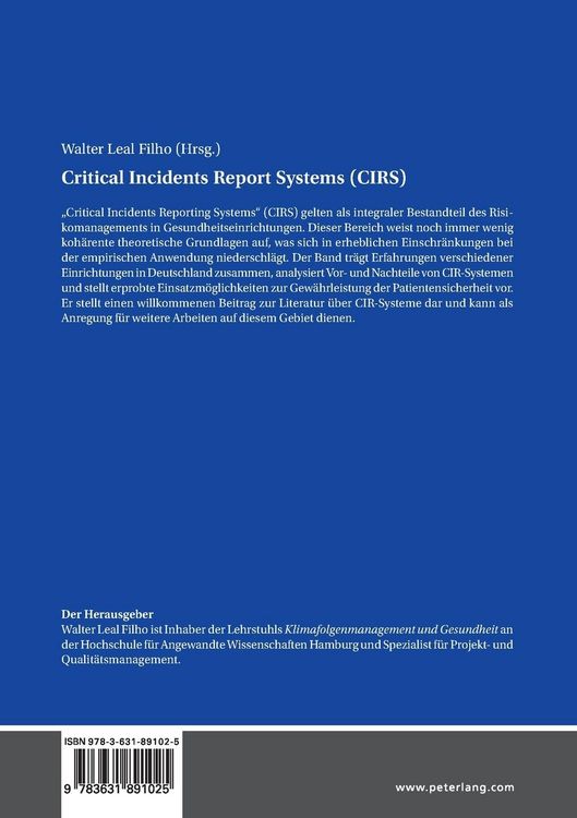 Produktbild: Critical Incidents Report Systems (CIRS)