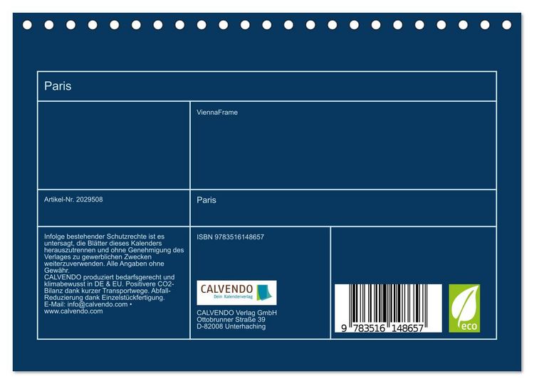 Produktbild: Paris (Tischkalender 2026 DIN A5 quer), CALVENDO Monatskalender