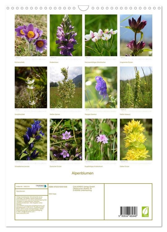 Produktbild: Alpenblumen (Wandkalender 2026 DIN A3 hoch), CALVENDO Monatskalender