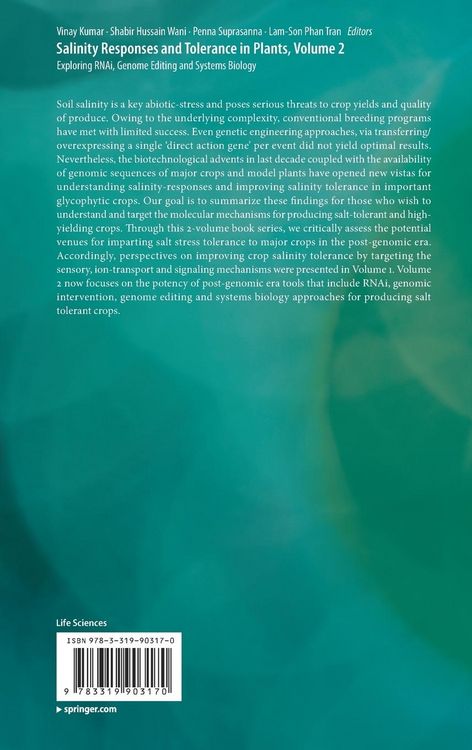 Produktbild: Salinity Responses and Tolerance in Plants, Volume 2
