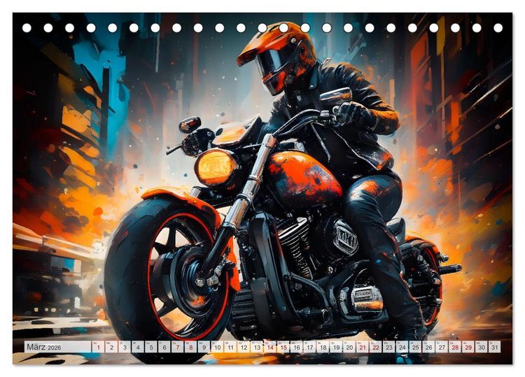 Produktbild: Coole KI-generierte MOTORR&Auml;DER (Tischkalender 2026 DIN A5 quer), CALVENDO Monatskalender