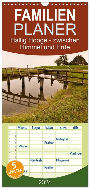 Produktbild: Familienplaner 2026 - Hallig Hooge - zwischen Himmel und Erde mit 5 Spalten (Wandkalender, 21 x 45 cm) CALVENDO