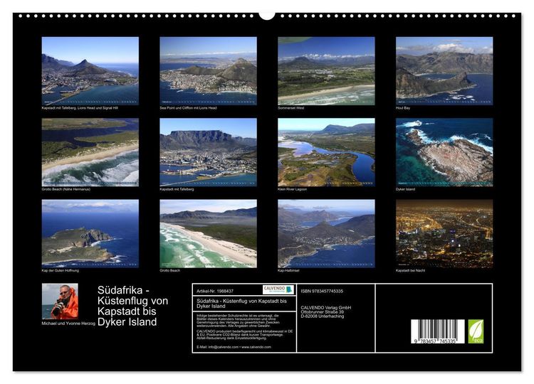 Produktbild: S&uuml;dafrika - K&uuml;stenflug von Kapstadt bis Dyker Island (hochwertiger Premium Wandkalender 2026 DIN A2 quer), Kunstdruck in Hochglanz
