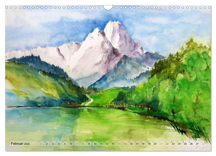 Produktbild: Malerisches Garmisch Partenkirchen - Aquarelle und Fotografien (Wandkalender 2026 DIN A3 quer), CALVENDO Monatskalender