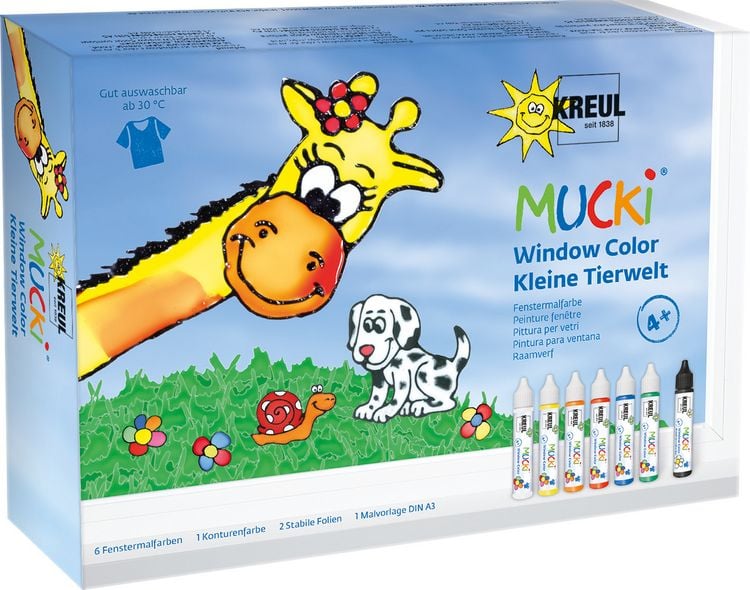 Produktbild: KREUL MUCKI Window Color Set Kleine Tierwelt, 7 x 29 ml Fenstermalfarbe