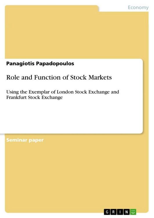 Produktbild: Role and Function of Stock Markets