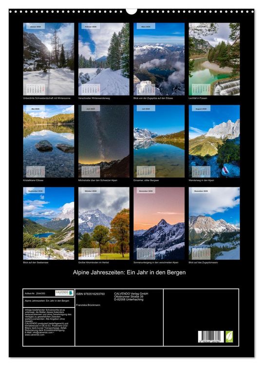 Produktbild: Alpine Jahreszeiten: Ein Jahr in den Bergen (Wandkalender 2026 DIN A2 hoch), CALVENDO Monatskalender