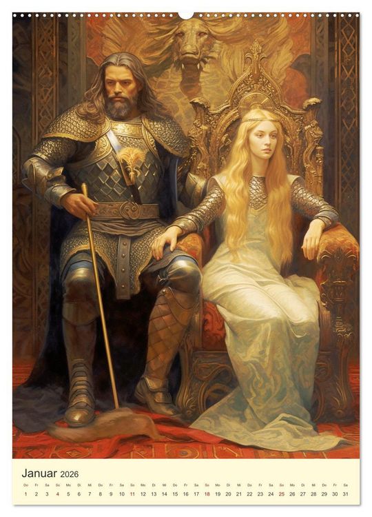 Produktbild: Der Drachenk&ouml;nig. Ritter unter der Herrschaft des Biests (hochwertiger Premium Wandkalender 2026 DIN A2 hoch), Kunstdruck in Hochglanz