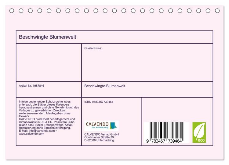 Produktbild: Beschwingte Blumenwelt (Tischkalender 2026 DIN A5 quer), CALVENDO Monatskalender
