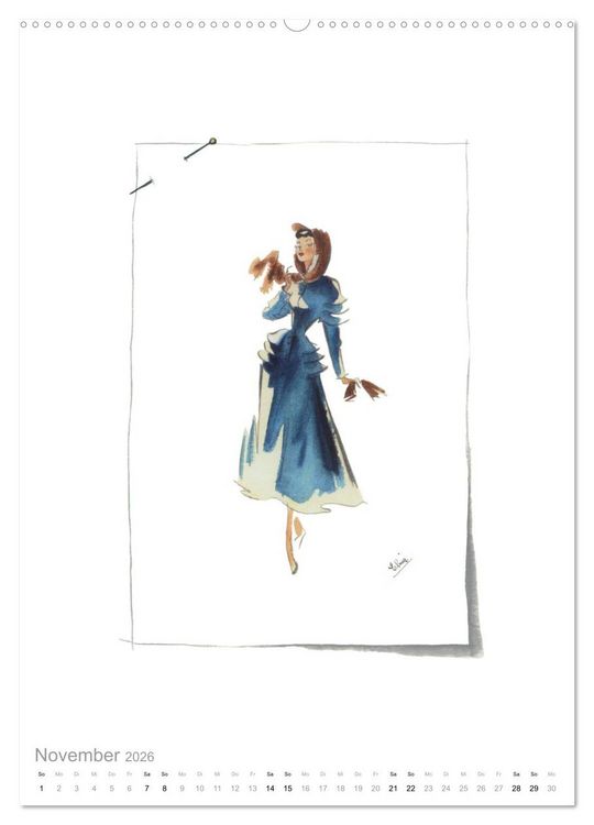 Produktbild: FIGURINEN 2026 - Modedesign von 1949 - Zeichnungen von Elina Ruffinengo (Wandkalender 2026 DIN A2 hoch), CALVENDO Monatskalender