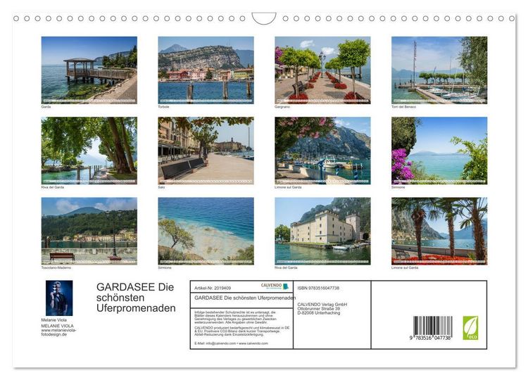 Produktbild: GARDASEE Die sch&ouml;nsten Uferpromenaden (Wandkalender 2026 DIN A3 quer), CALVENDO Monatskalender