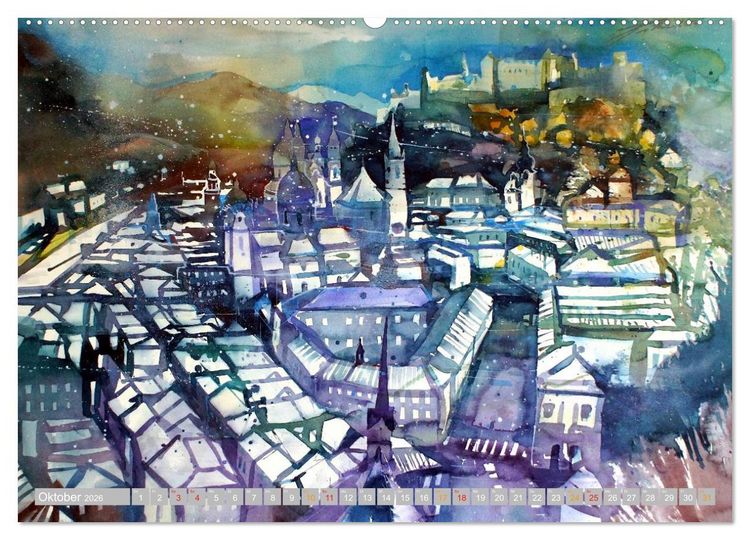 Produktbild: Aquarelle aus der Mozartstadt Salzburg (Wandkalender 2026 DIN A2 quer), CALVENDO Monatskalender