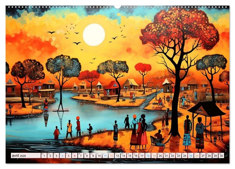 Produktbild: Sc&egrave;nes de vie africaine (Calendrier mural 2026 DIN A2 vertical) calendrier de bureau