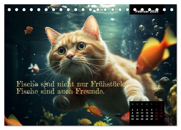 Produktbild: Katzen k&ouml;nnen alles, au&szlig;er traurig. (Tischkalender 2026 DIN A5 quer), CALVENDO Monatskalender