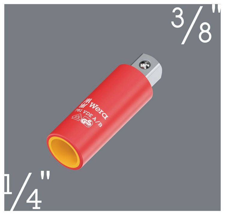 Produktbild: Wera 781 A/B VDE 05024690001 Steckschl&uuml;ssel-Adapter isoliert, mechanische Verriegelung 1/4" (6.3 mm)