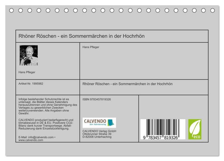 Produktbild: Rh&ouml;ner R&ouml;schen - ein Sommerm&auml;rchen in der Hochrh&ouml;n (Tischkalender 2026 DIN A5 quer), CALVENDO Monatskalender