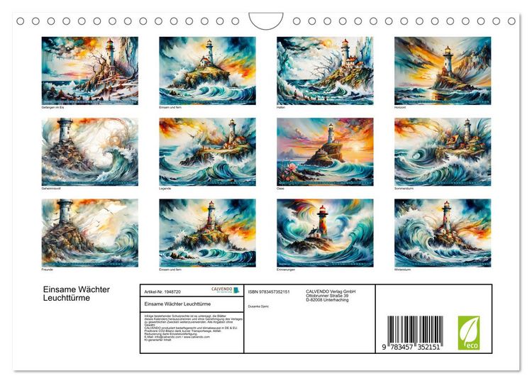 Produktbild: Einsame W&auml;chter Leuchtt&uuml;rme (Wandkalender 2026 DIN A4 quer), CALVENDO Monatskalender