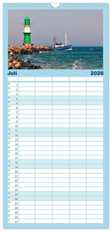 Produktbild: Familienplaner 2026 - Maritime Augenblicke - Fischkutter mit 5 Spalten (Wandkalender, 21 x 45 cm) CALVENDO