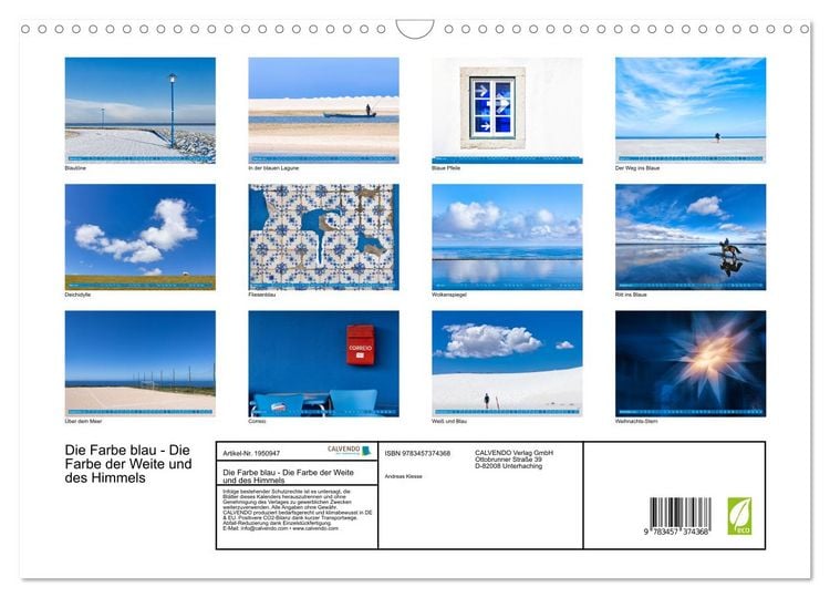 Produktbild: Die Farbe blau - Die Farbe der Weite und des Himmels (Wandkalender 2026 DIN A3 quer), CALVENDO Monatskalender