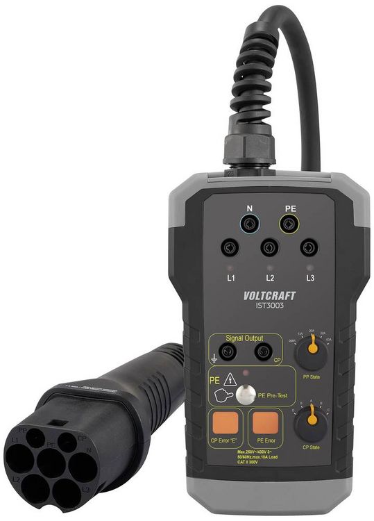Produktbild: VOLTCRAFT IST 3003 EVSE Tester f&uuml;r VDE0100-Installationstester Wallbox eMobility PE-Vorpr&uuml;fung