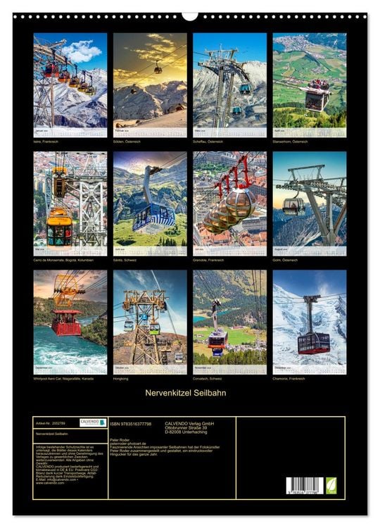 Produktbild: Nervenkitzel Seilbahn (Wandkalender 2026 DIN A2 hoch), CALVENDO Monatskalender