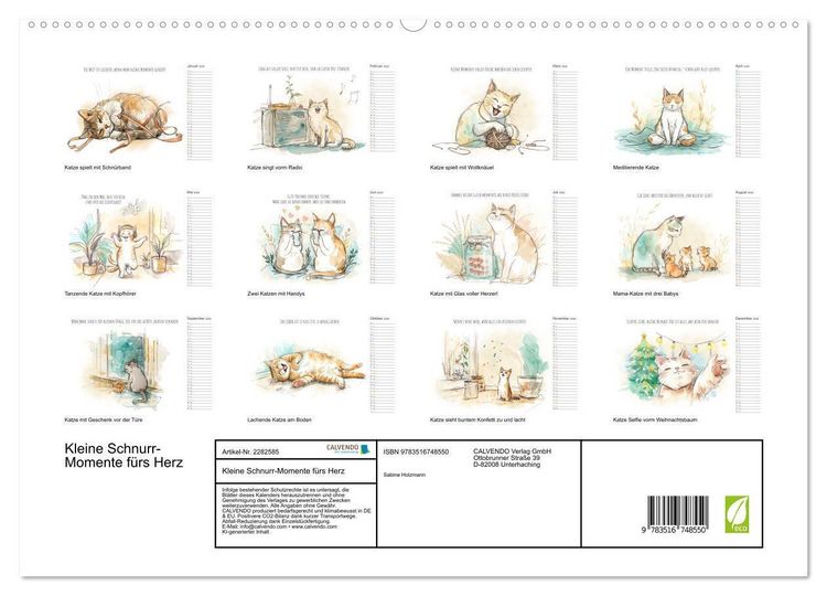 Produktbild: Kleine Schnurr-Momente f&uuml;rs Herz (hochwertiger Premium Wandkalender 2026 DIN A2 quer), Kunstdruck in Hochglanz