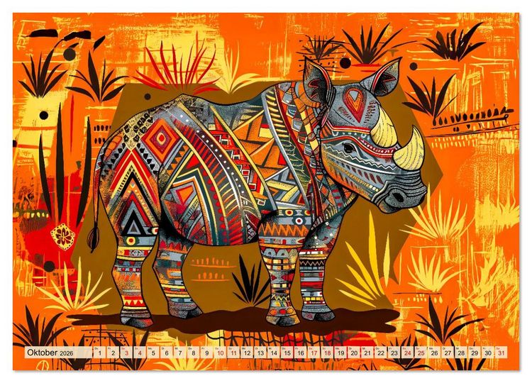 Produktbild: Abstraktes Afrika - Wilde Savanne in leuchtenden Farben (hochwertiger Premium Wandkalender 2026 DIN A2 quer), Kunstdruck in Hochglanz