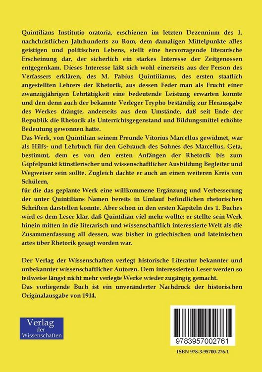 Produktbild: Das Bildungs- und Erziehungsideal Quintilians nach der Institutio oratoria