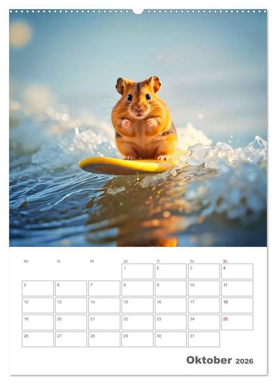 Produktbild: Adventure Hamster - Sportliche KI Hamster pr&auml;sentieren den Abenteuer-Sport (Wandkalender 2026 DIN A2 hoch), CALVENDO Monatskalender