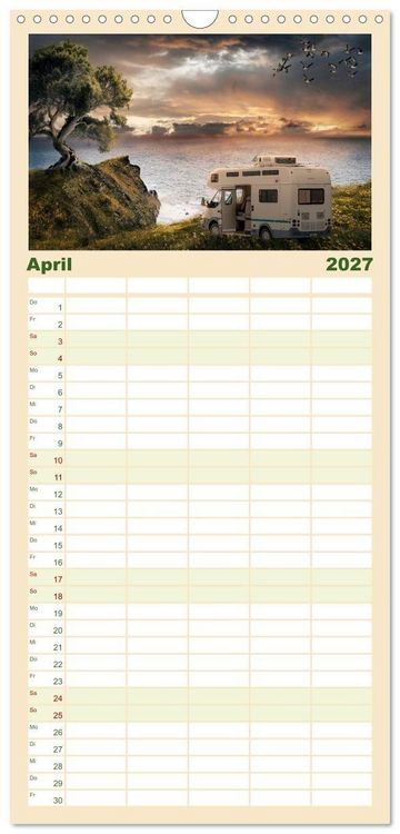 Produktbild: Familienplaner 2027 - Camping macht gl&uuml;cklich! mit 5 Spalten (Wandkalender, 21 x 45 cm) CALVENDO