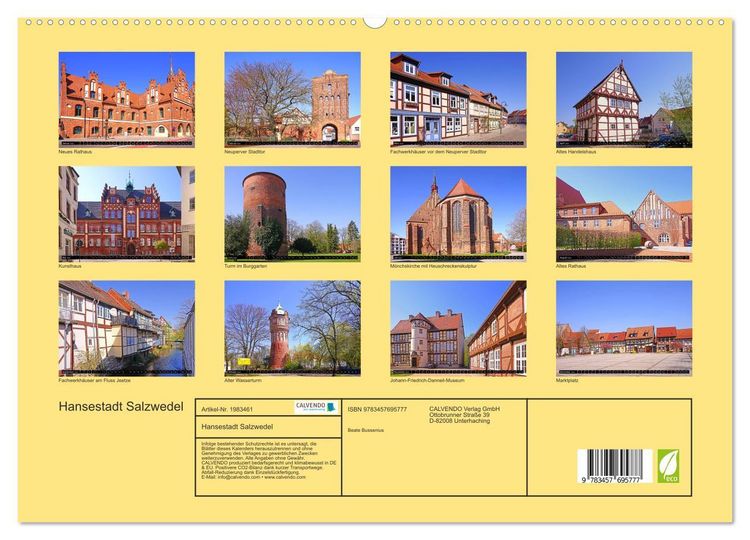 Produktbild: Hansestadt Salzwedel (hochwertiger Premium Wandkalender 2026 DIN A2 quer), Kunstdruck in Hochglanz