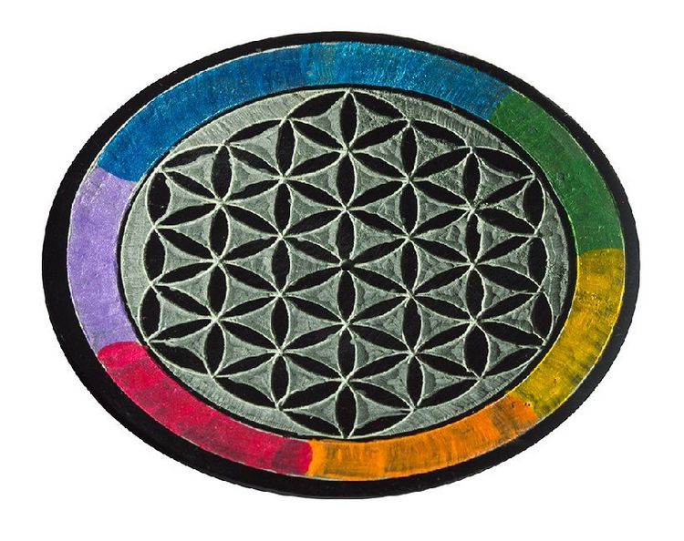 Produktbild: Blume des Lebens rainbow Speckstein rund 10 cm, R&auml;ucherst&auml;bchenhalter