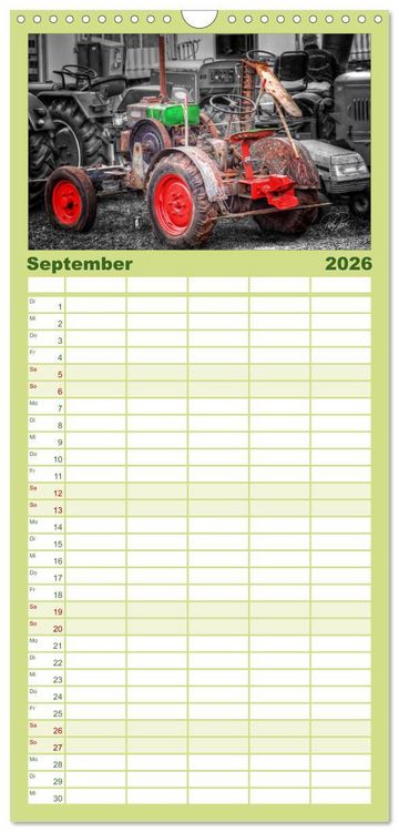 Produktbild: Familienplaner 2026 - Trecker - Oldtimer mit 5 Spalten (Wandkalender, 21 x 45 cm) CALVENDO
