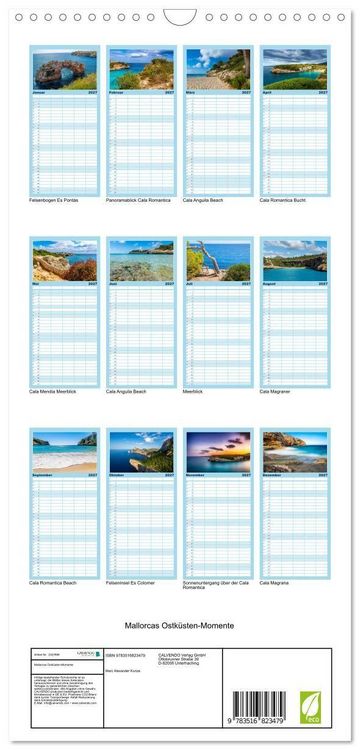 Produktbild: Familienplaner 2027 - Mallorcas Ostk&uuml;sten-Momente mit 5 Spalten (Wandkalender, 21 x 45 cm) CALVENDO