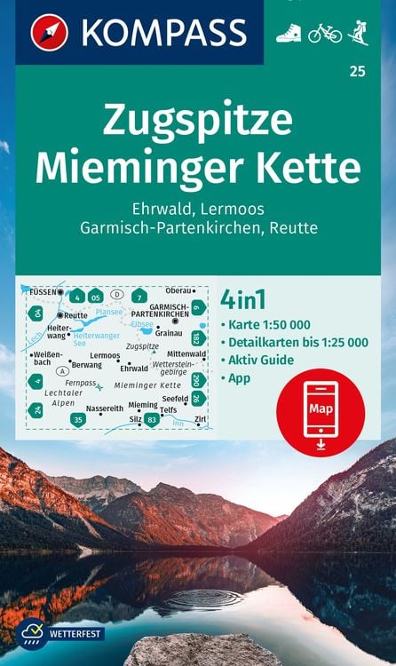 Bild vom Artikel KOMPASS Wanderkarte 25 Zugspitze, Mieminger Kette, Ehrwald, Lermoos, Garmisch-Partenkirchen, Reutte 1:50.000 vom Autor 
