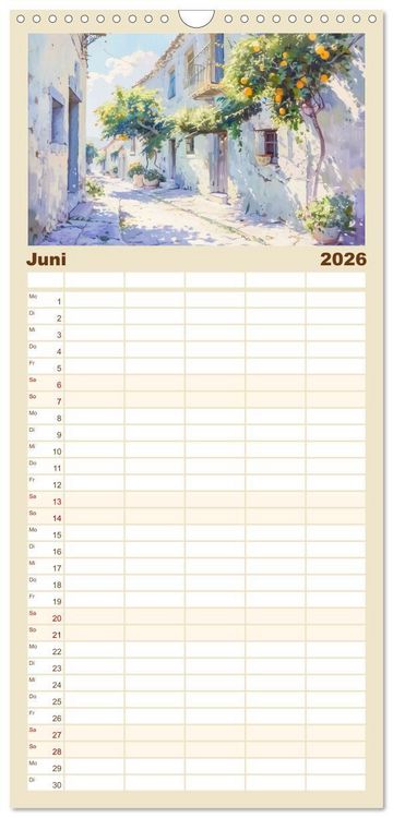 Produktbild: Familienplaner 2026 - Mediterrane Landschaften mit 5 Spalten (Wandkalender, 21 x 45 cm) CALVENDO