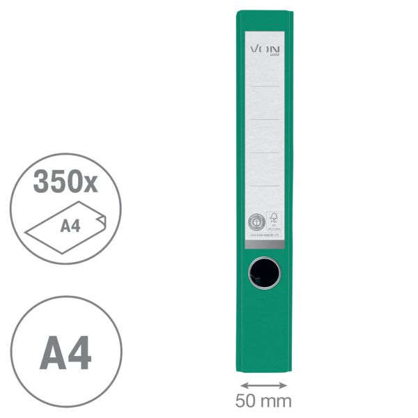 Produktbild: VON Ordner A4, Vollpapier, R&uuml;ckenbreite 50 mm, 100 % Recyclingkarton, von Leitz